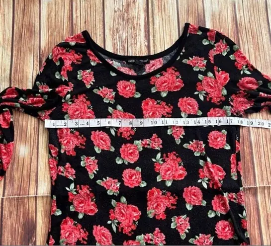 American Dream Womens Long Sleeve Floral Top Tunic Tee Size Small