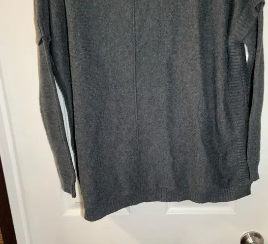 a.n.a  Grey Knit Fold-over Neck Long Sleeve Sweater PM