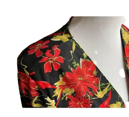 Karin Stevens Womens Vintage Red Floral Shrug Cardigan Bolero Sz 8