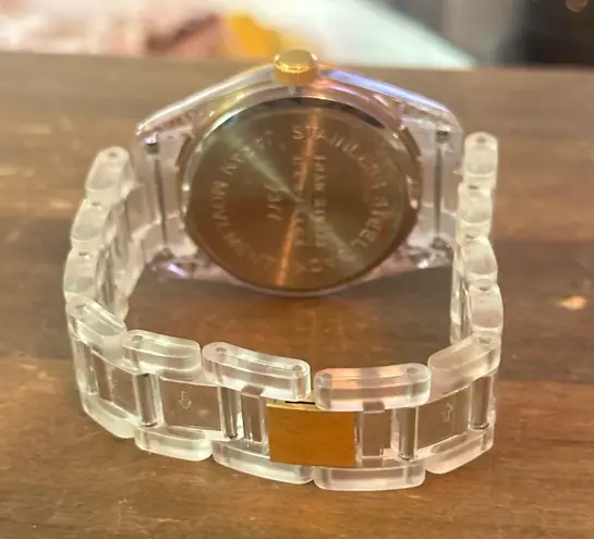 Joan Rivers Vintage clear acrylic crystal accent watch