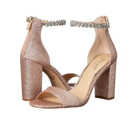Jewel by Badgley Mischka Louise Ankle Strap Sandal Rose Gold Women’s Size 8