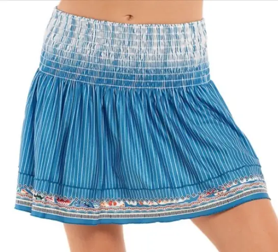 Lucky In Love 14” Paradise Smocked High Waist Blue Print Tennis Skirt Size Small