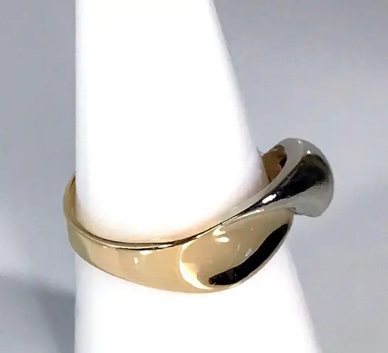 14KT .28 CARAT DIAMOND SOLID YELLOW & CHAMPAGNE GOLD BYPASS RING