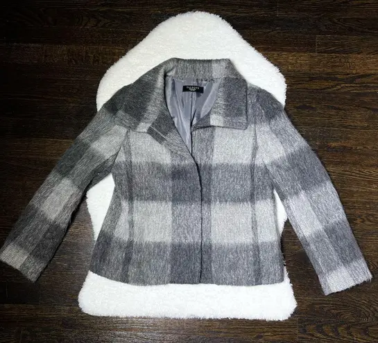 Talbots  Gray Buffalo Plaid Wool Blend Jacket