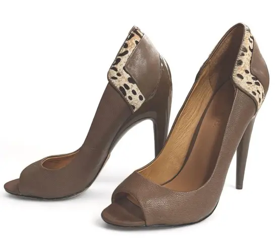 LAMB Dora Taupe Cheetah Heels 7