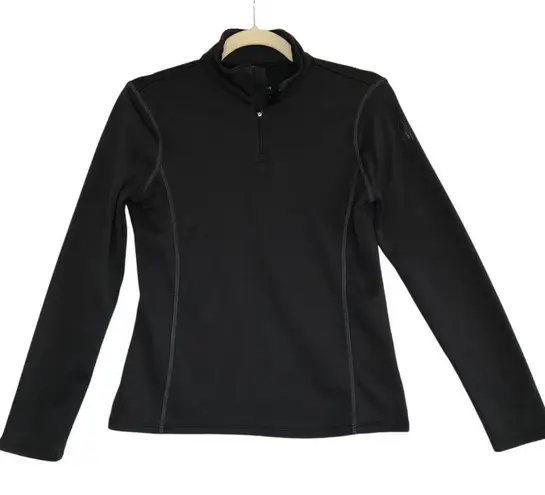 Spyder 1/4 Zip T-Neck Top Women Sz S Black Outdoor Athletic Sporty Comfy Running