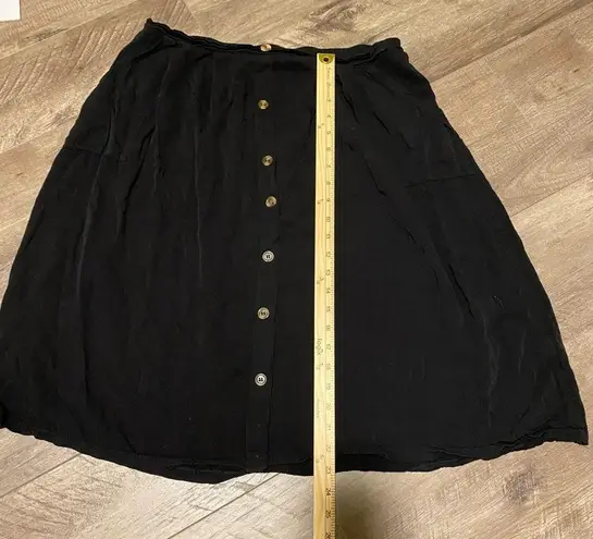 Unbranded Womens Black Faux Button Front Midi Pull On Elastic Back Swing Skirt Size XL