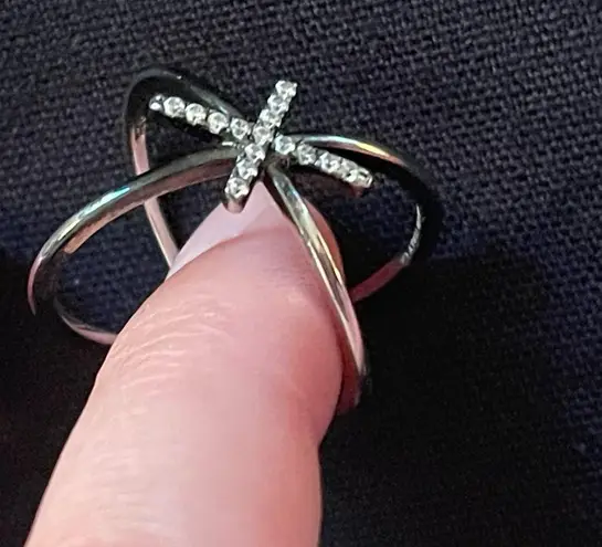 Sterling Silver Double cross ring 925 stamped
