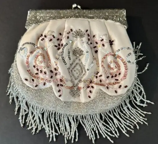 Valerie Stevens Beaded Sequin Embellished Satin Handbag Clutch