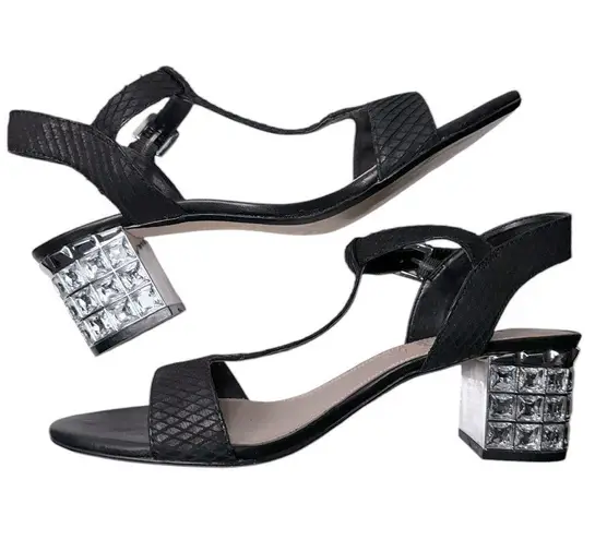 Dune London Womens Size 41 9.5 Black Snakeskin Maddie Crystal Block Heel Sandals - Image 9