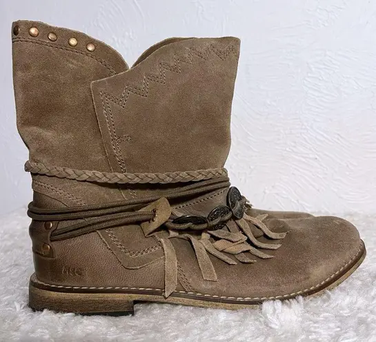 Anthropologie  Musse Cloud Suede Leather Boho Western Booties Size 41 10 Womens