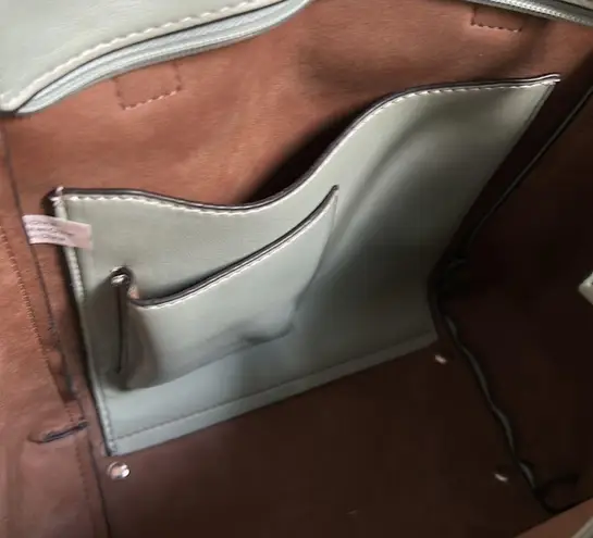 London Fog New Vegan Leather Shopper Tote with Floral Scarf Purse Fob