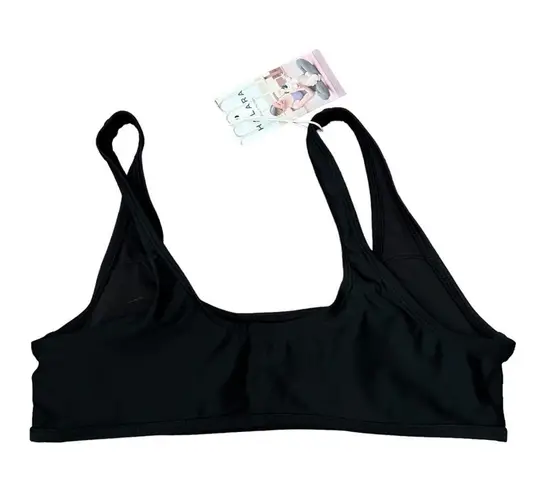 Halara Solid U Neck Bikini Top Swimsuit Small Women’s Black NWT