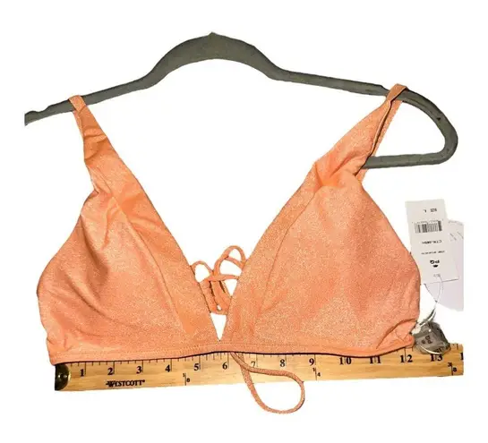 PQ Peach Metallic Skylar Bikini Top, Large Orange