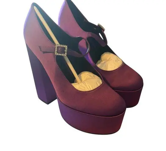 Lisa + Vicky Vault V Dark Purple Satin Platform Size 7.5