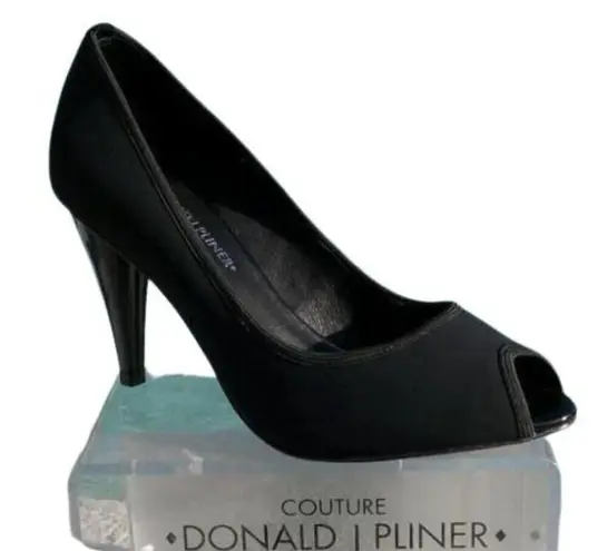 Donald Pliner Black Crepe Elastic Peep