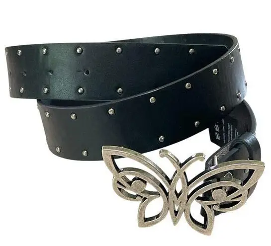 Empyre Bindi Butterfly Studded Faux Leather Black Belt S/M