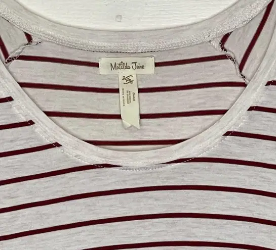 Matilda Jane  T-Shirt Size XS White With Red Stripes 3/4 Sleeve Top Stretch Blend