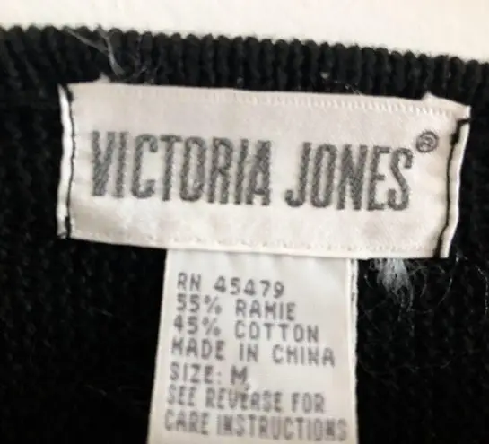 Vintage Bejeweled Sweater Grannycore Medium Black