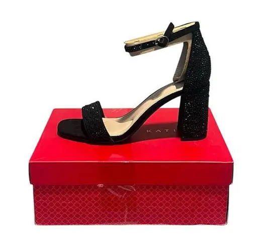 Kelly & Katie Heels Caital XW Size 7.5 Black Wide Block 3.25 Heel Shoe Sparkle