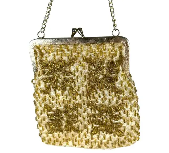 Richere Bag by Walborg Japan Vintage Gold Beaded Clutch Purse Handbag