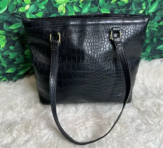 Bueno black faux leather snake style shoulder bag / purse