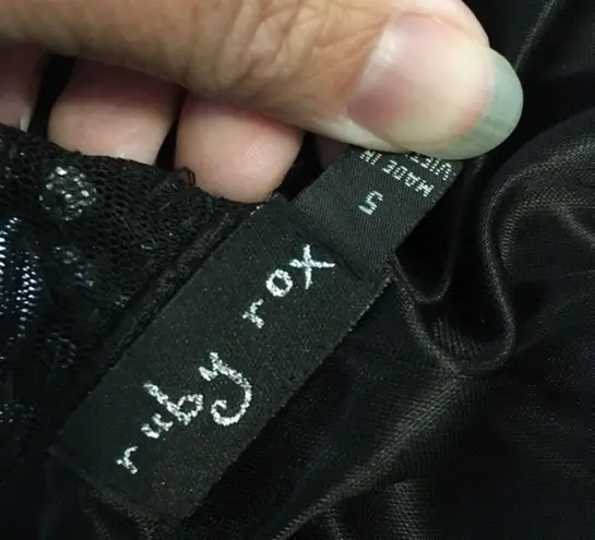 Ruby Rox Black sparkly one shoulder evening dress