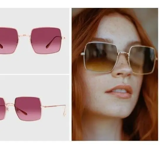 💕GARRETT LEIGHT💕 Crescent Sunglasses ~ Rose Gold Frame Pink Mirror Lenses NWT