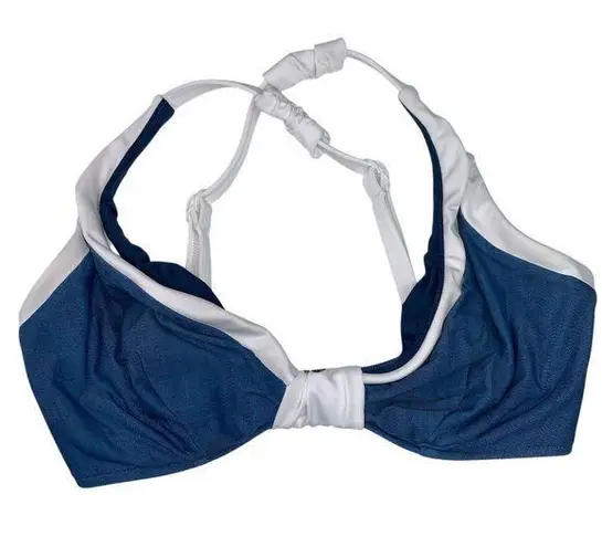Seafolly Women's Triangle Bikini Top Blue/White Size 12 Wide Strap