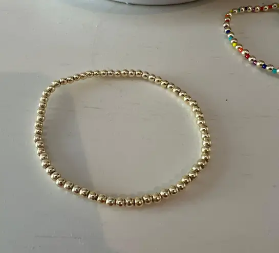 Set Of 3 Gold Beaded Bracelets