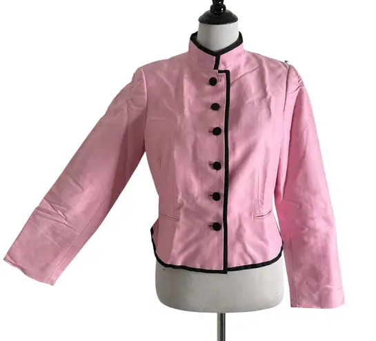 Carlisle Blazer Womens 10 Peplum Pink Black Suit Jacket Barbie Office Academia