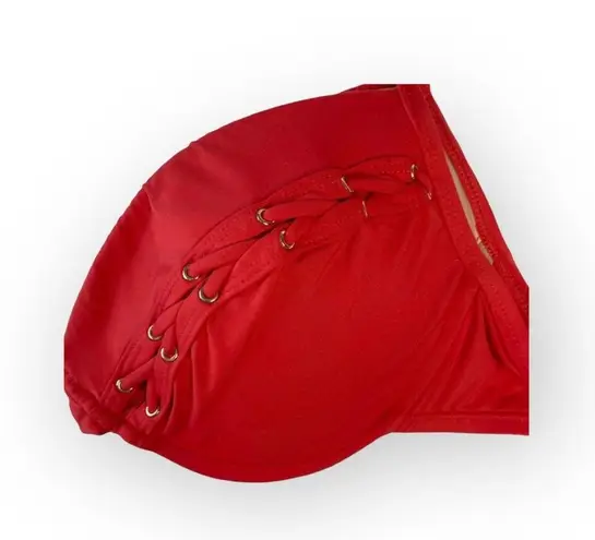 La Blanca ᯾ Whipstich Grommet Detailed Underwire Cup Bikini Top ᯾ Red ᯾ Large