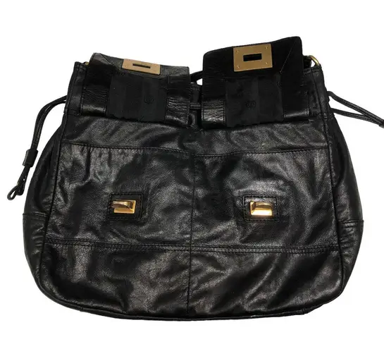 Juicy Couture Black Genuine Leather Hobo Shoulder Bag Purse Juicy Couture Black Genuine Leather Hobo Shoulder Bag Purse