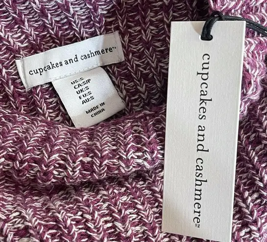 Cupcakes and Cashmere Small Chunky Sweater High Mock Neck Drop Shoulder Marled Purple