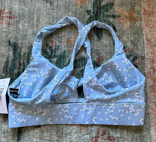 dippin daisy's swimwear Light Blue Floral Sweetheart Sports Bra