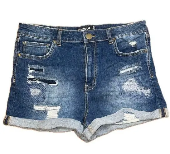 Design Lab Distressed Denim Shorts Cuffed Dark Wash EUC Size 31
