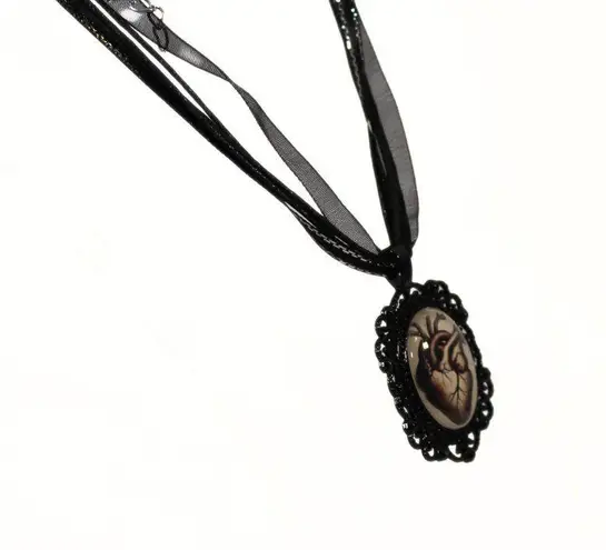 Handmade Anatomical Heart Gothic Necklace ā Red & Sepia Cameo