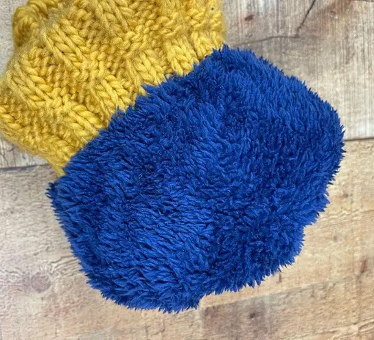 Chunky Knit Pom Fleece Lined Warm Winter Beanie Pastel Mustard Yellow Preppy Pink