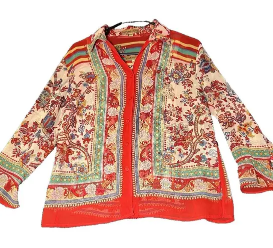 Notations 2 Shirts Set Tank Top and Blouse Womens Size Small Red Multicolor Vtg