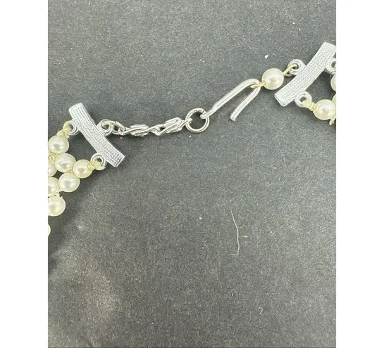 Vintage Japan Faux Pearl Aurora Borealis Bib Collar Necklace Bridal Necklace White