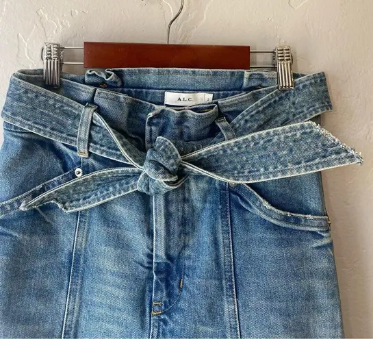 A.L.C. Luke High Waisted Paper Bag Denim Pants in Light Indigo