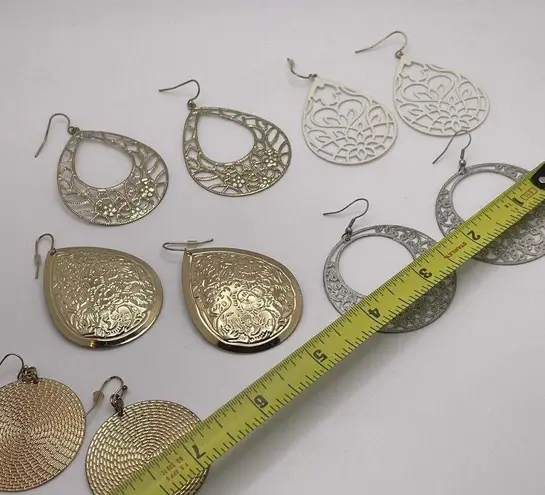 Lot Of 5 Statement Costume Earrings Pierced Dangle Drop Metal