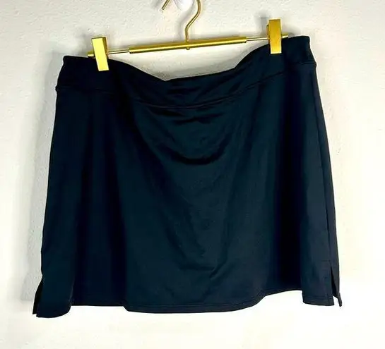 💥 BLACK Tranquility Women’s Swim Skort Large Ruched Waist Modest Coverup Shorts