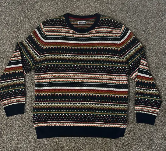 Club Room Women's Multicolor Fair Isle Merino Wool Christmas Holiday Sweater L Blue Size L