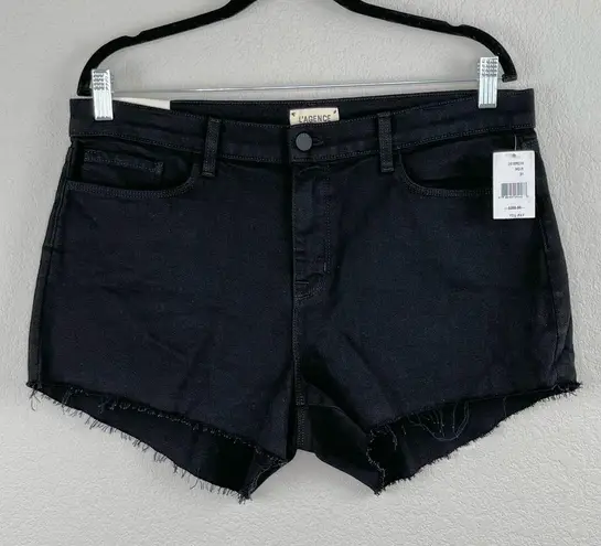 L'Agence L’Agence Audrey Mid Rise Raw Hem Jean Cutoff Shorts in Noir Black Size 31 NWT