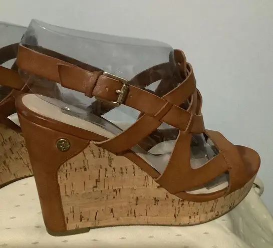 Guess Cork Wedge Sandals (10M) - Tan