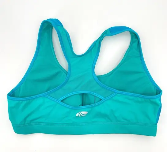 Marika Zip Front Sports Bra Padded Teal Green Blue Mesh High Impact Top Size M Size M