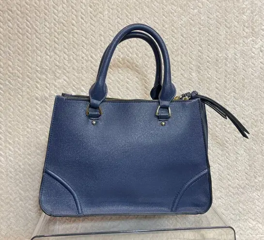 London Fog Navy Leather Handle Bag 3 Compartments