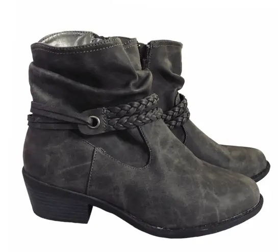 Easy Street Gray Braided Ankle Booties