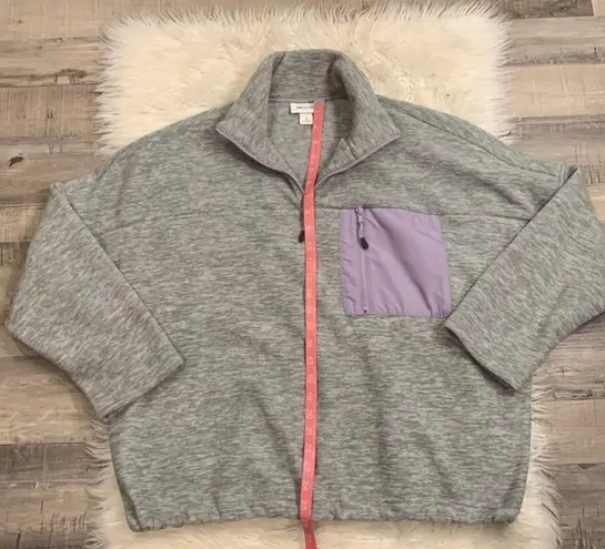 Monki Foo funnel neck fleece quarter zip relaxed loose fit pullover M